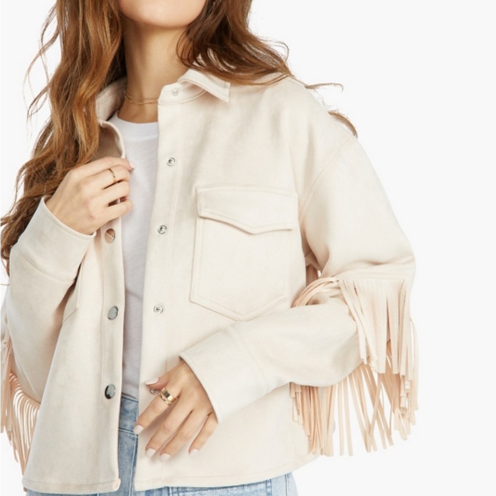 ✨2/$20✨Windsor Cream Utility Jacket with Cropped Fit and Raw Hem